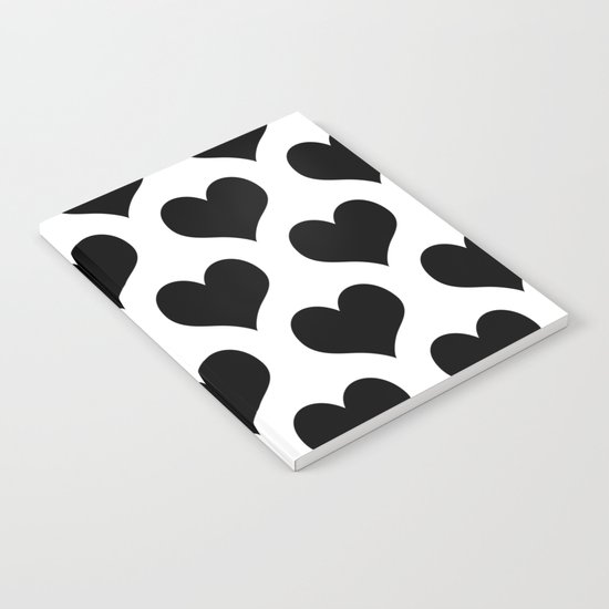 White Black Heart Minimalist Notebook