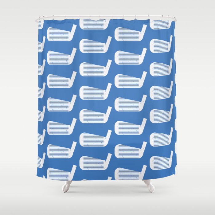Golf Club Head Vintage Pattern (Blue/White) Shower Curtain