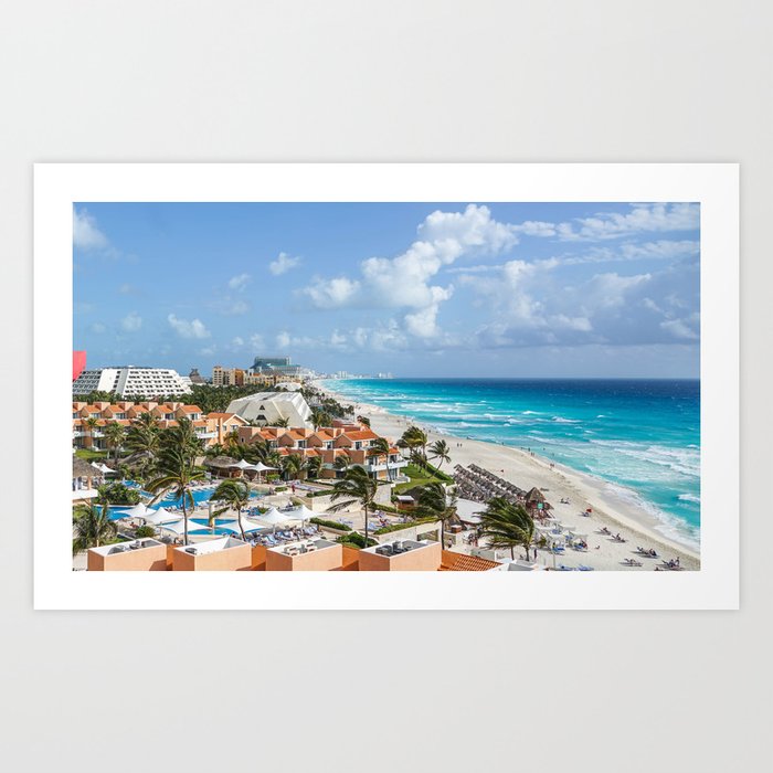 Cancun city on beachside Art Print