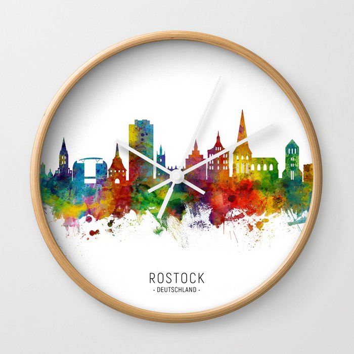 Rostock Germany Skyline Wall Clock