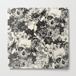 SKULLS 4 HALLOWEEN SKULL Metal Print | Pattern, Floral, Flowers, Abstract, Halloween, Vintage, Graphicdesign, Nature, Skulls, Skeleton 
