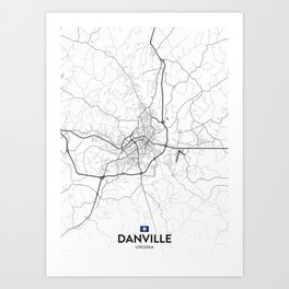 Danville, Virginia, United States - Light City Map Art Print