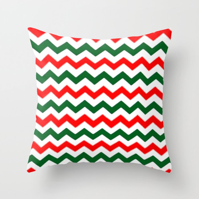 Modern red green white Christmas chevron pattern Throw Pillow by