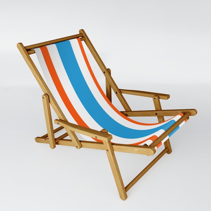 Retro Modern Vertical Stripe Pattern Orange Blue White Sling Chair