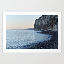 Sunrise white cliffs Normandy France - pastel blue color - travel photography Art Print