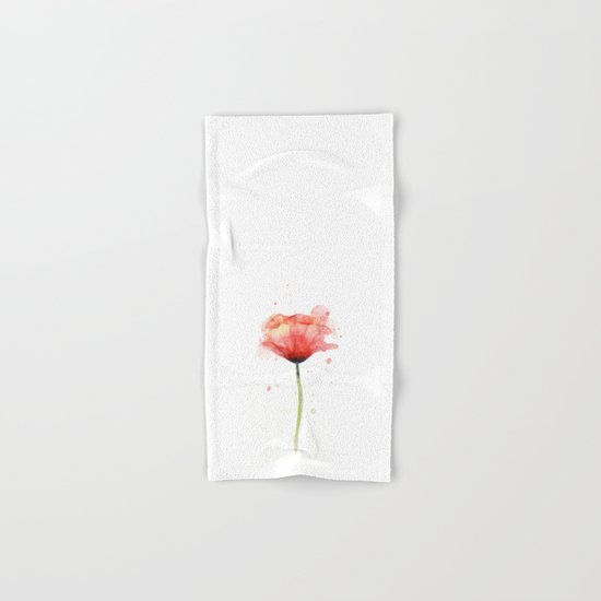 Red Poppy Watercolor Flower Floral Hand & Bath Towel