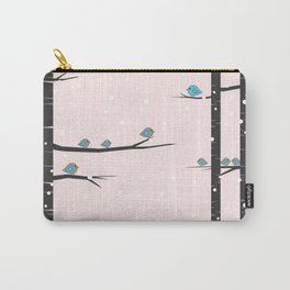 Cute birds on pink background Carry-All Pouch