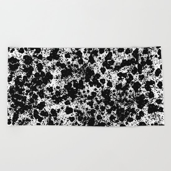 Peppered - Abstract, black and white paint splats Beach Towel