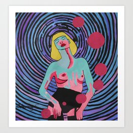 " Lost in a Melody" Art Print | Other, Acrylic, Female, Modern, Painting, Circle, Fashion, Abstract, Popart, Music 