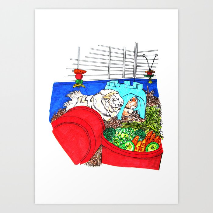 Guinea Pigs In A Cage Art Print
