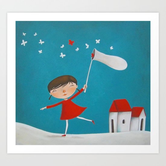 Chasing butterflies Art Print
