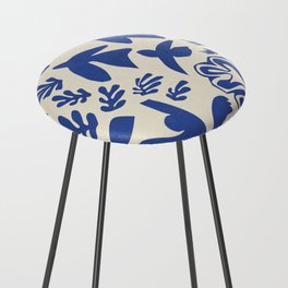 Blue Painting Pattern Matisse Inspired (jazz, Pool, Nude, leaves...) | Insp. by Famous Artists #4. Counter Stool