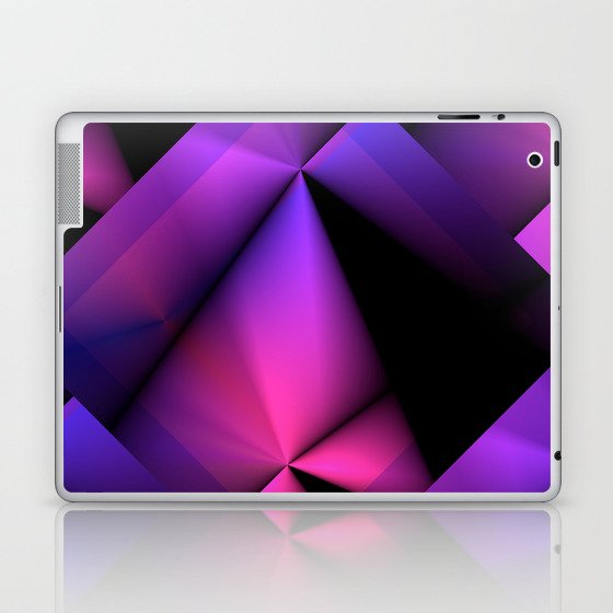 Abstract Geometric Diamond Gradient Black Purple Pink Flame Laptop & iPad Skin