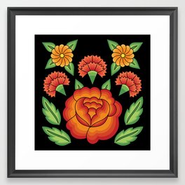 Mexican Folk Pattern – Tehuantepec Huipil flower embroidery Framed Art Print