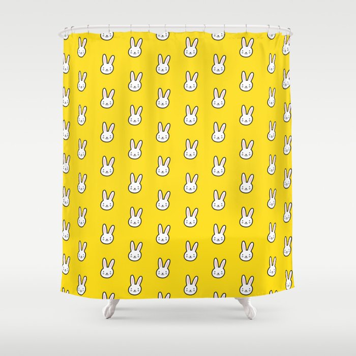 Cute Bunny Pattern (Yellow) Shower Curtain
