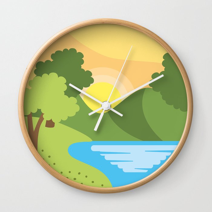 Spring - Sunset Over A River Wall Clock
