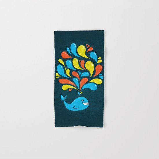 Dark Colorful Happy Cartoon Whale Hand & Bath Towel