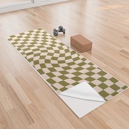 Check VI - Green Twist — Checkerboard Print Yoga Towel