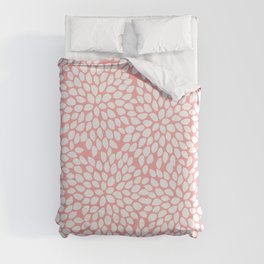 White Floral Pattern on Coral - Mix & Match with Simplicity of Life Duvet Cover