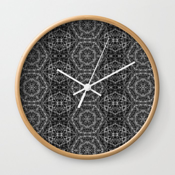 Liquid Light Series 16 ~ Grey Abstract Fractal Pattern Wall Clock