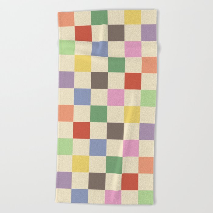Colorful Checkered Pattern Beach Towel