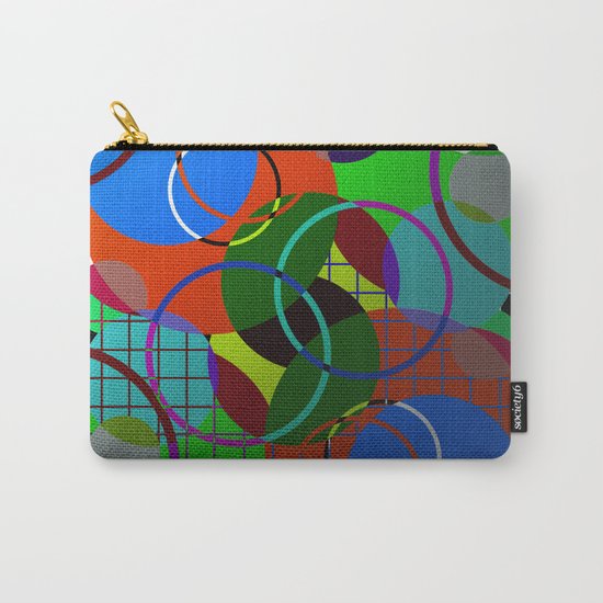 Caged Geometry - Abstract, metallic, geometric, rainbow coloured circles Carry-All Pouch