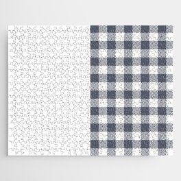 Buffalo Plaid Gingham on Dark Gray and White Vertical Split Jigsaw Puzzle