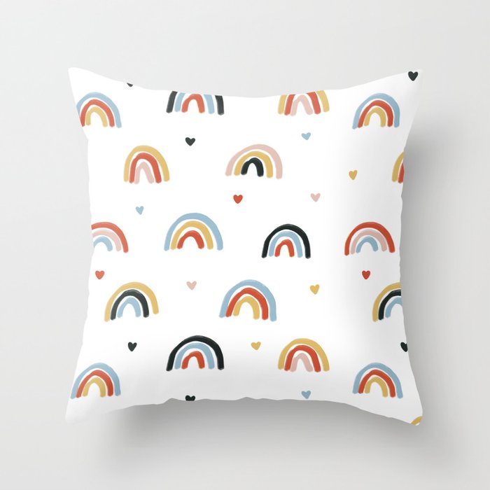 Happy colorful rainbow pattern Throw Pillow