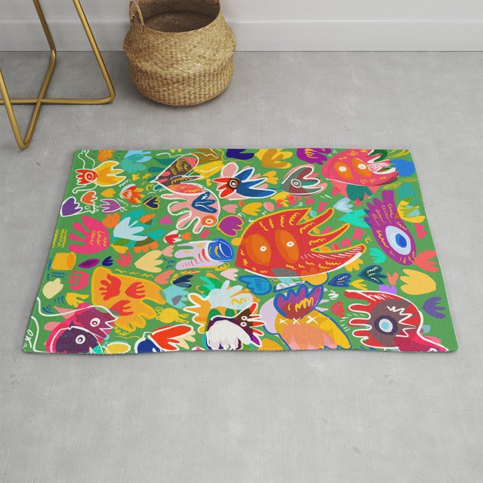 Welcome May Abstract Graffiti Nature and Flowers Pattern Rug