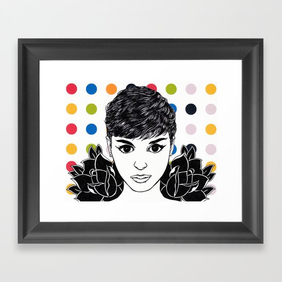 Audrey Hepburn: Mod Roses Framed Art Print