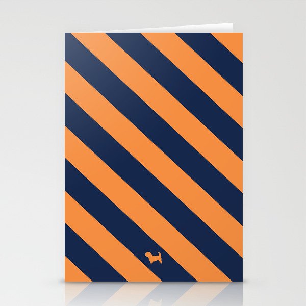 Preppy & Classy, Navy Blue / Orange Striped Stationery Cards