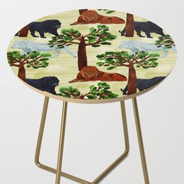 digital pattern with white, black and brown lions Side Table