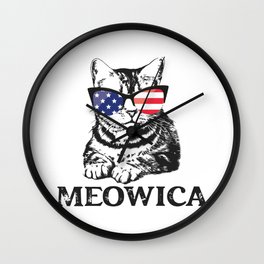 Meowica Cool American Cat Wall Clock