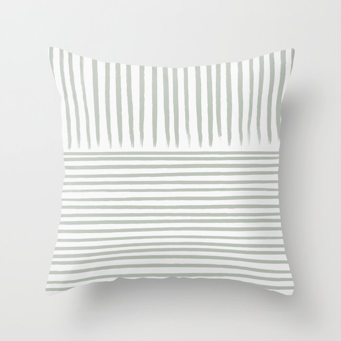 Minimal Lines NO.1 | Sage Green Throw Pillow