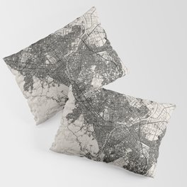 Sapporo - Japanese City Map - Black and White Pillow Sham