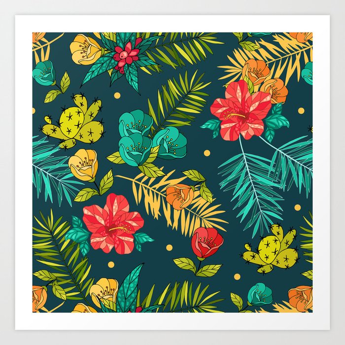 Tropical Flowers Art Print By Artcolours Society6