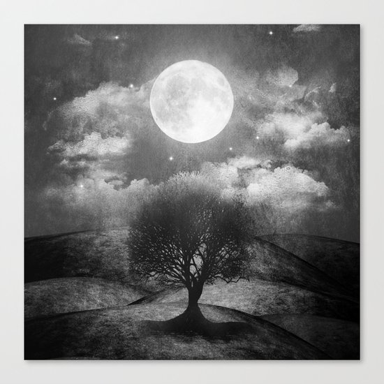Black and white - Once upon a time... The lone tree. Canvas Print