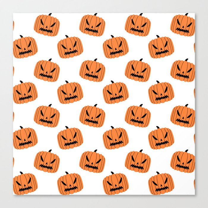Creepy halloween pumpkin jack o lantern head pattern Canvas Print