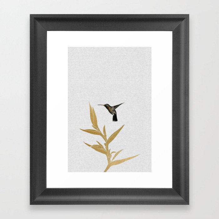 Hummingbird & Flower II Gerahmter Kunstdruck | Gemälde, Digital, Aquarell, Acrylic, Abstrakt, Vintage, Minimalism, Animals, Liebe, Hummingbird