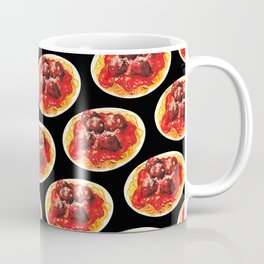 Spaghetti & Meatballs Pattern - Black Coffee Mug