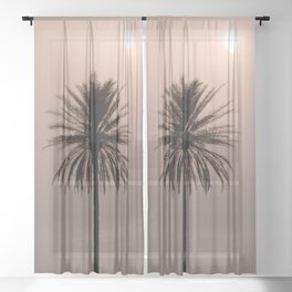 Misty Sunrise with Palm Tree Sheer Curtain