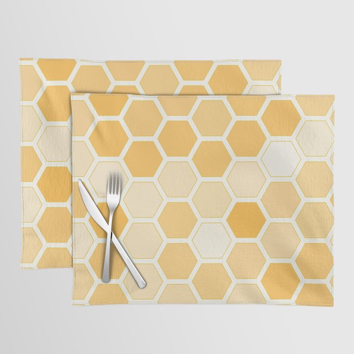 Honeycomb seamless pattern. Bee hive mosaic background of hexagon shapes. Placemat