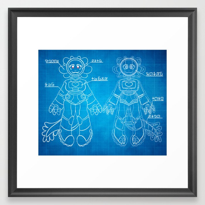 Axolotl Nurse Blueprint Framed Art Print