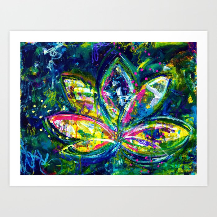 At Ease Lotus Flower Abstract Painting Art Print By Nicolegiger Society6