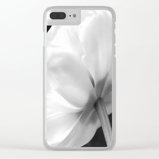 Close-up of white tulip in black background Clear iPhone Case