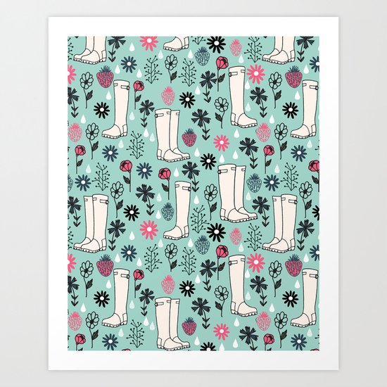 Springtime Wellies by Andrea Lauren Art Print