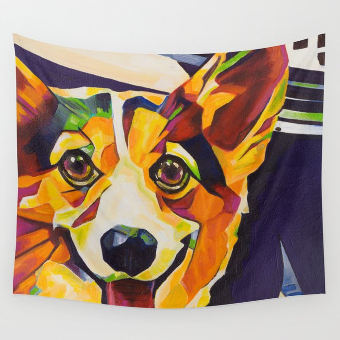 Pop Art Corgi Wall Tapestry by Cameron Dixon Society6