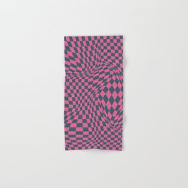Chequerboard Pattern - Pink Blue 2 Hand & Bath Towel