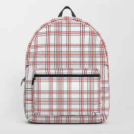 Line Ligné 4 black and red prince  of wales check Backpack | Strip, Abstemious, Striped, Trim, Checked, Sober, Geometric, Abstract, Simple, Tartan 