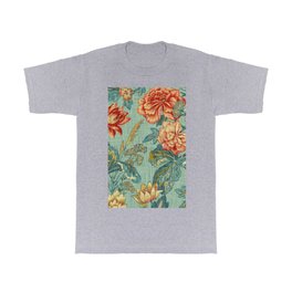 Blue Red Carnation Yellow Leaf Fabric T Shirt | Green, Summer, Redflower, Rose, Rosefloral, Garden, Graphicdesign, Floral, Cottage, Carnation 